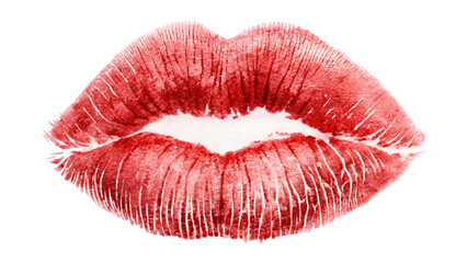 A red lips illustration, possibly a kiss mark in lipstick, isolated on a white background