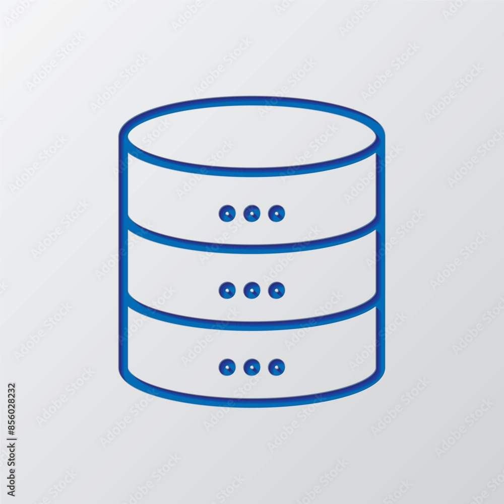 Poster database simple icon vector. flat design. paper cut design. cutted blue symbol with shadow. gray bac