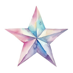 Colorful Watercolor Star Design Artistic Abstract Painting in Soft Pastel Hues.