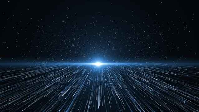 4K Cyber Wave technology background. Digital cyberspace city with particles and digital data network connections concept. technology cyberspace background. Digital matrix futuristic background