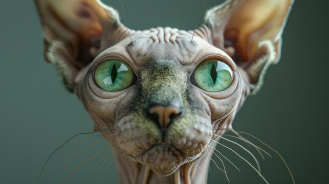 Green eyed hairless feline from Canada