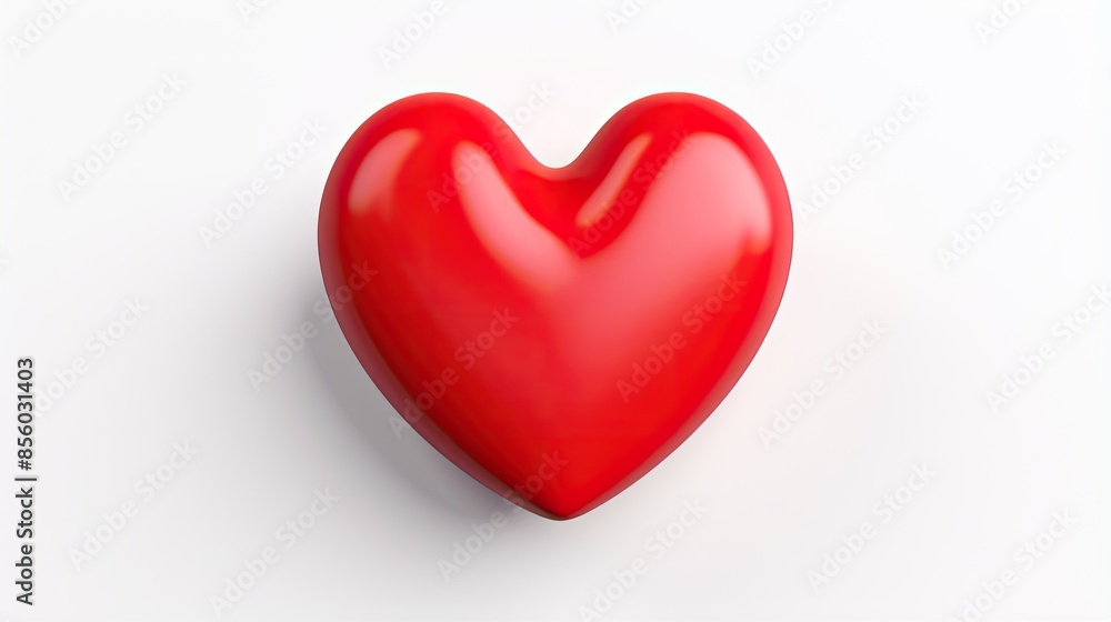 Poster a simple 3d rendering of a red heart on a white background.