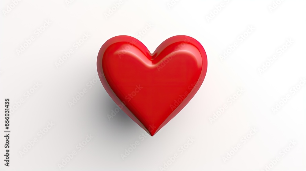 Poster this is a 3d rendering of a red heart. the heart is facing the viewer and is slightly angled to the 