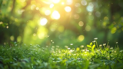 Obraz premium Blurry Forest Glade with Soft Morning Light and Ample Copy Space