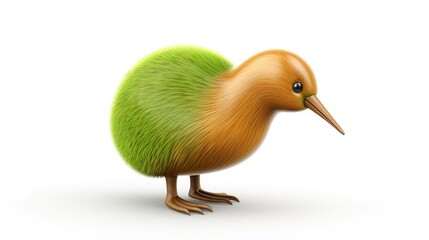 A cute and cuddly kiwi bird, with bright green and yellow feathers, and a long, pointed beak.