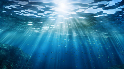 Dark blue ocean surface seen from underwater