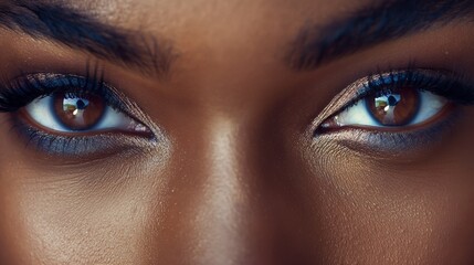 Fototapeta premium Close-up of a detailed brown eye with visible eyelashes and skin