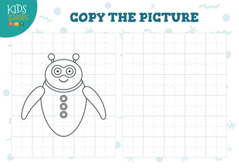 Copy picture vector illustration. Coloring game for preschool and school kids