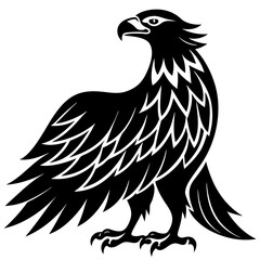 Eagle bird vector line art and linocut illustration
