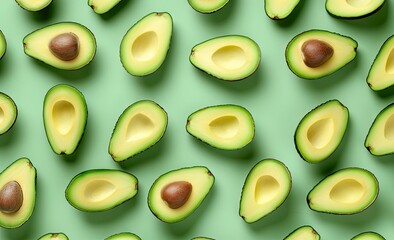 Avocado Pattern on a Green Background