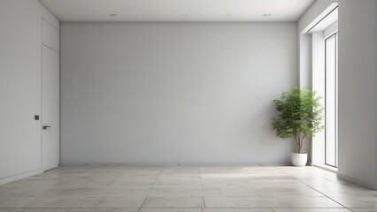 Obraz premium large empty room interior of living room with glass door on white wall copy space