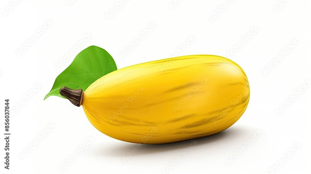 Poster 3d rendering of a yellow squash isolated on white background. the squash has a smooth, slightly ribb