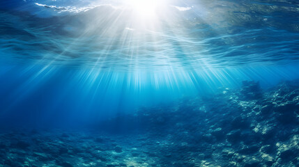 Fototapeta premium Dark blue ocean surface seen from underwater