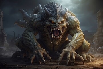 terrifying monster in a cave