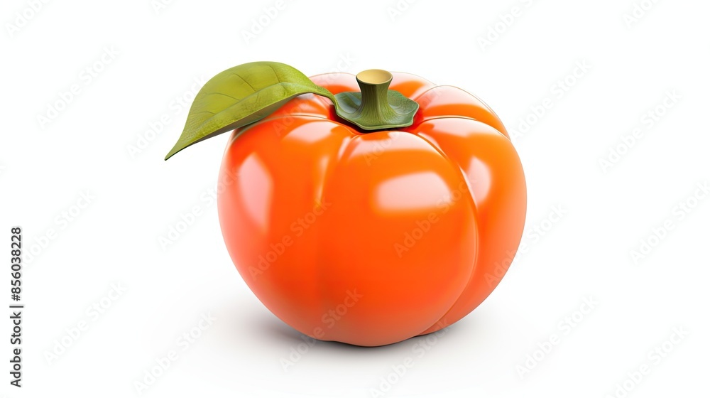 Poster 3d rendering of a tomato on a white background. the tomato is a perfect sphere with a smooth, glossy