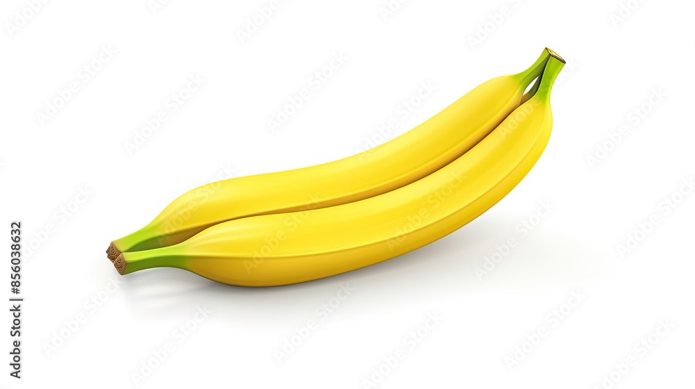 Poster 3d rendering of two yellow bananas isolated on white background. the bananas are slightly curved and