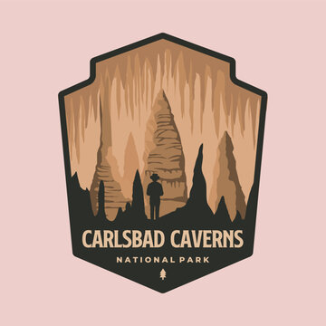 carlsbad caverns national park logo vector symbol illustration design, new mexico landmark emblem style