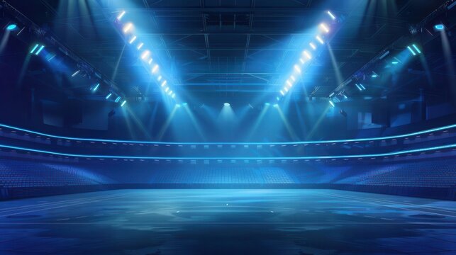 empty sports arena illuminated by flashlights atmospheric stadium illustration