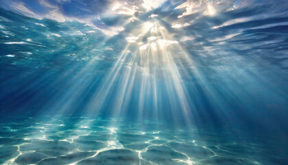 Fototapeta premium abstract background sunlight breaking through the water, summer vacation on the sea and ocean, water waves