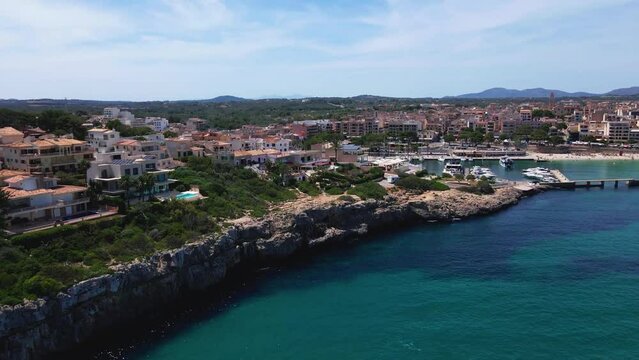 panoramic view of Mallorca, Island of spain with drone