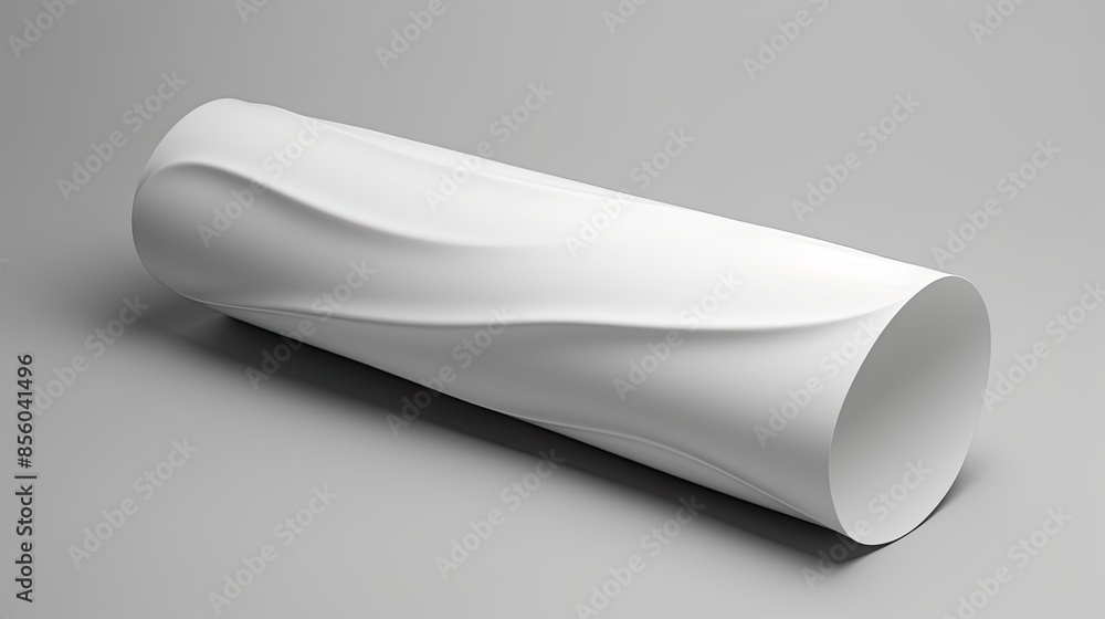 Aufkleber 3d rendering of a white cylinder with a glossy surface. the cylinder is lying on a solid gray surfac