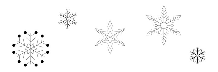 set snowflake illustration with background	