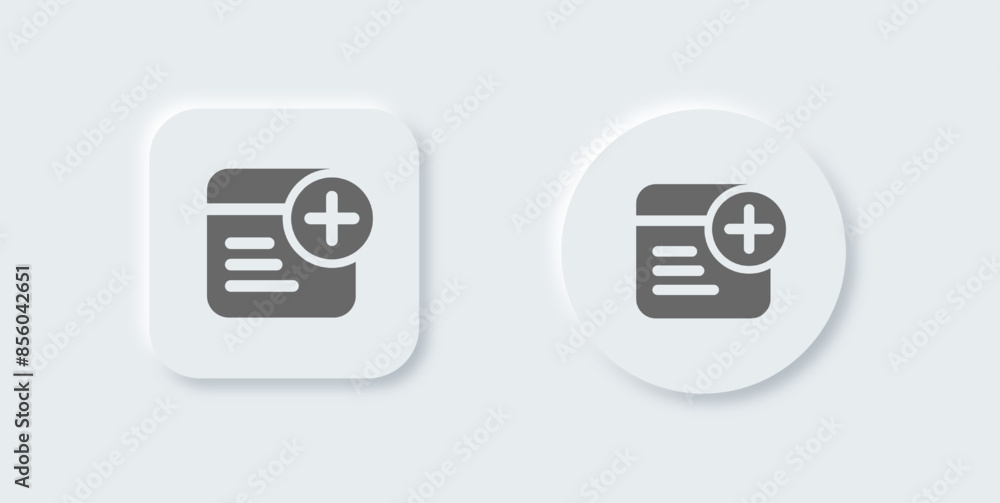 Poster add text solid icon in neomorphic design style. articles signs vector illustration.