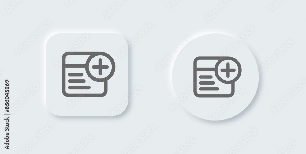 Poster add text line icon in neomorphic design style. articles signs vector illustration.