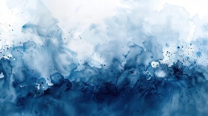 Obraz premium ethereal indigo delicate watercolor paint splatter in shades of blue abstract art