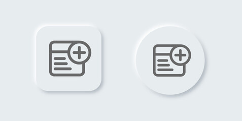 Fototapeta premium Add text line icon in neomorphic design style. Articles signs vector illustration.