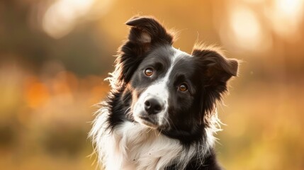 Fototapeta premium Adorable border collie tilting head to the side, giving a cute and attentive look