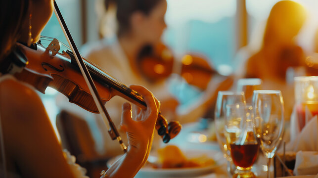 Elegant Dinner Party with Live Music Performance in Opulent Venue