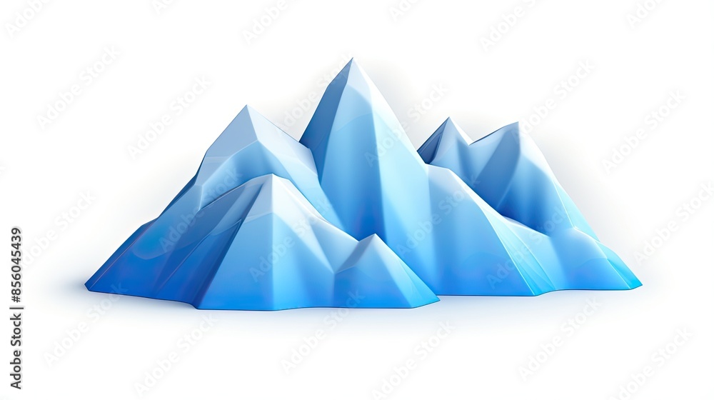 Poster 3d rendering of a blue mountain range. the mountains are made up of sharp peaks and ridges, and they