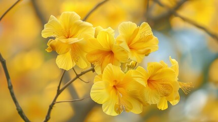 Obraz premium Yellow trumpet tree flower blossom in full bloom