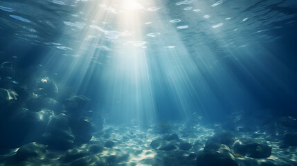 Obraz premium Dark blue ocean surface seen from underwater