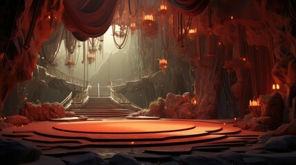 The image is a dark and mysterious cave. The walls are covered in jagged rocks and the floor is covered in thick shadows.