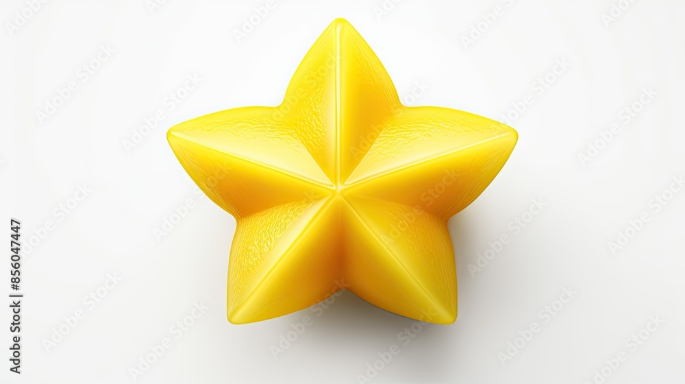 Poster the image is a 3d rendering of a yellow star. the star is has five points and a smooth, shiny surfac