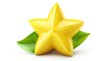 Fototapeta premium A 3D rendering of a yellow star fruit isolated on a white background. The star fruit is a tropical fruit that is native to Southeast Asia.