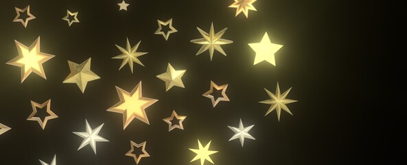 Twinkling Yuletide Skies: Breathtaking 3D Illustration of Falling Christmas Starlights