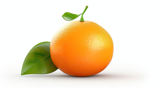 3D rendering of a fresh orange. The orange has a smooth, textured surface and is slightly glossy.