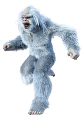 3D Rendering Yeti on White
