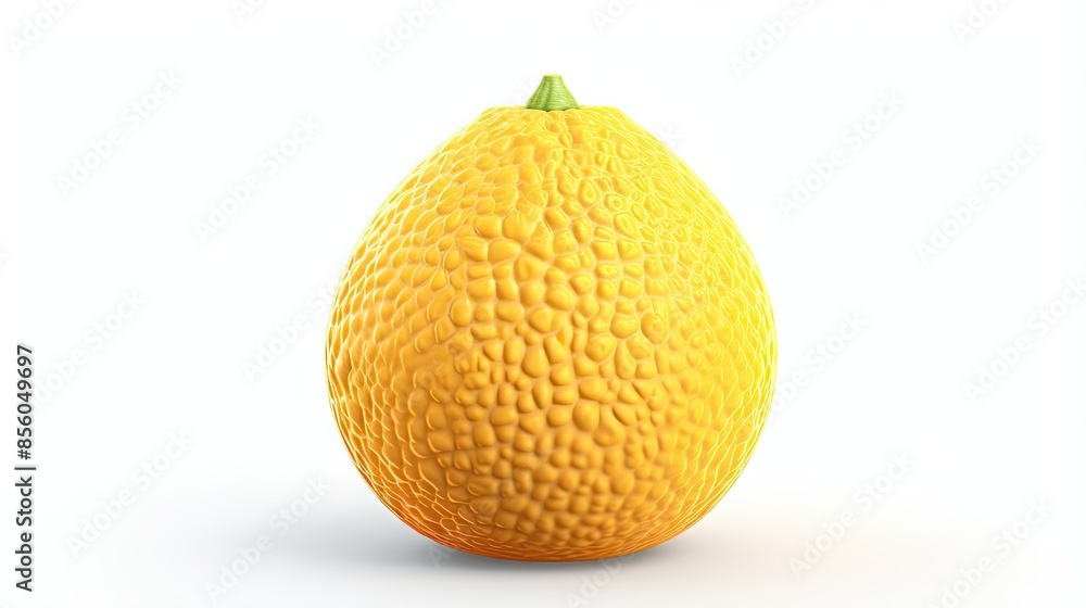 Poster 3d rendering of a yellow fruit with a bumpy surface on a white background. the fruit is round and ha