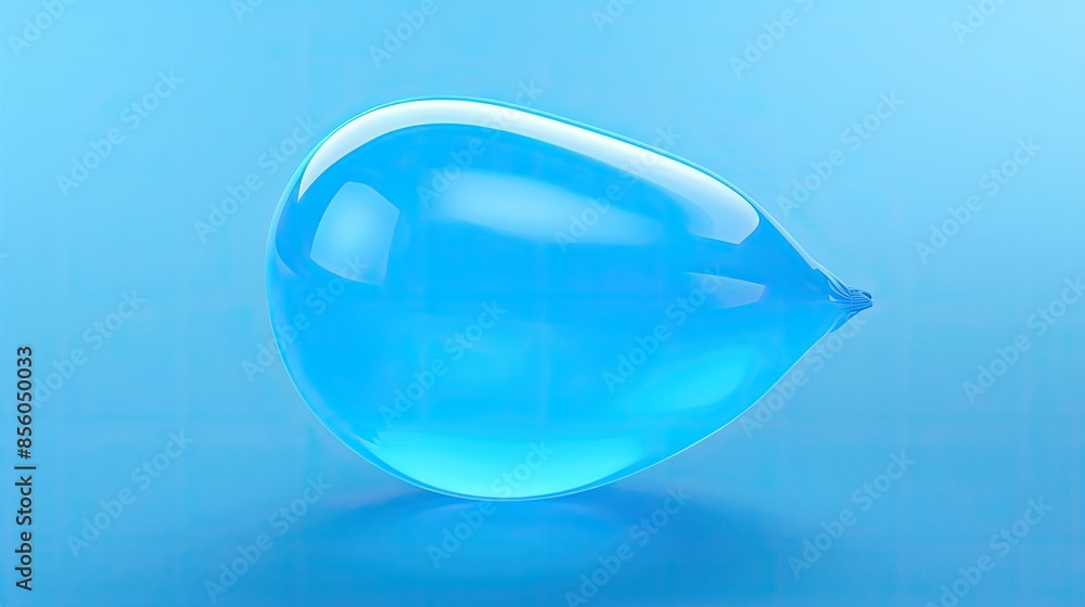 Poster 3d rendering of a blue balloon on a blue background. the balloon is smooth and shiny, and it appears