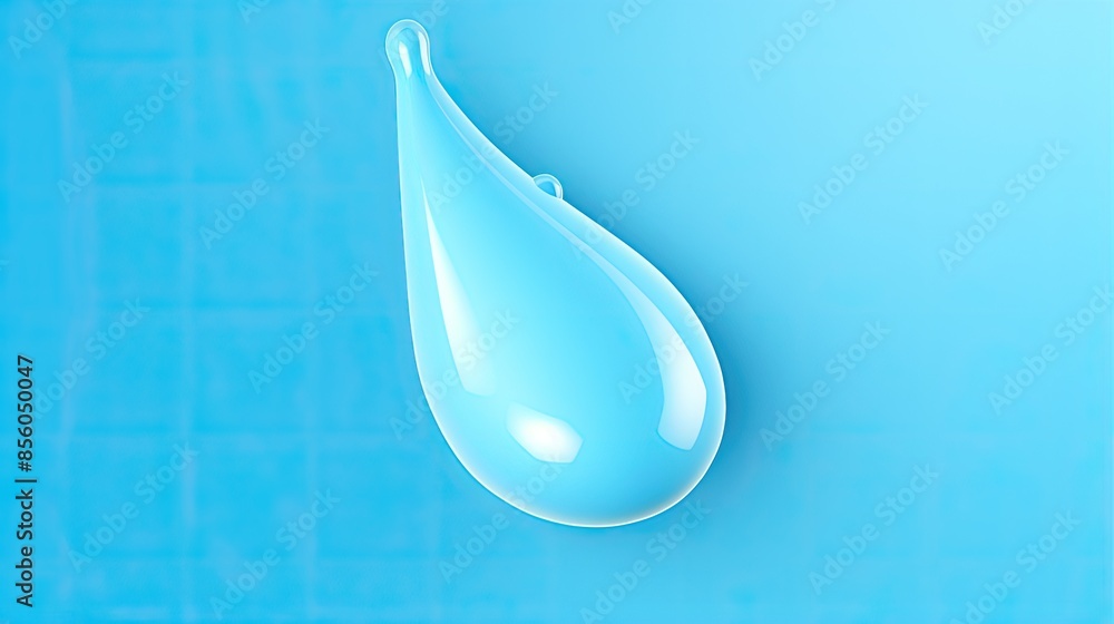 Poster 3d rendering of a single water drop. the drop is crystal clear and has a smooth, round surface. it i
