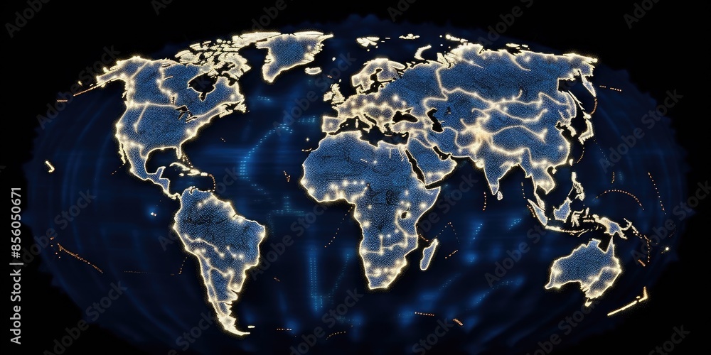 Poster digital globe with glowing network lines and nodes. communication. aig35.
