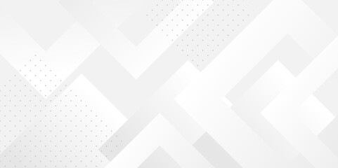 Square pattern on banner with shadow. Abstract white and grey color geometric background with copy space. Modern and minimal concept. You can use for cover, poster, banner web.	