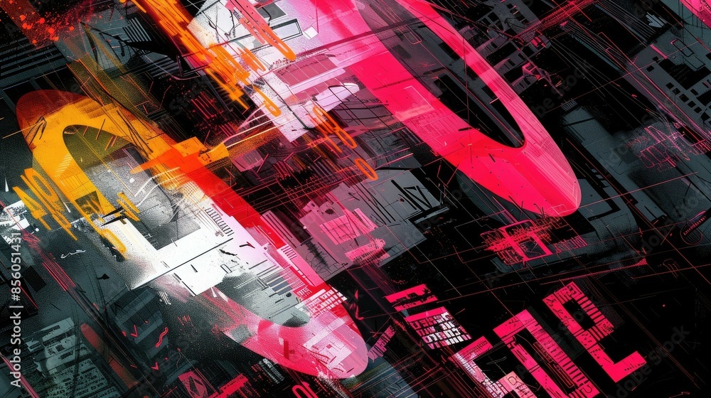 Poster futuristic data visualization with numbers, binary code, cyberpunk vibes, and virtual reality. aig53