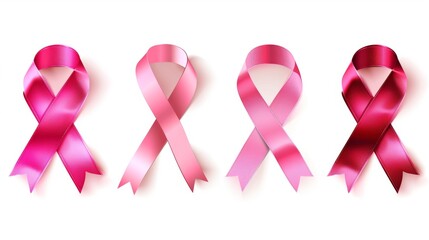 Pink ribbon on plain background