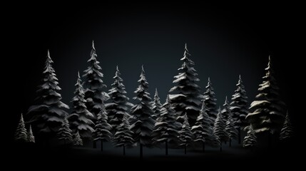 Obraz premium This is a beautiful winter scene of a snow-covered forest. The trees are tall and majestic, and the snow is thick on the ground.