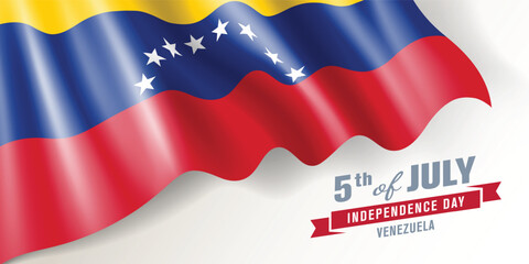 Venezuela independence day vector banner, greeting card.